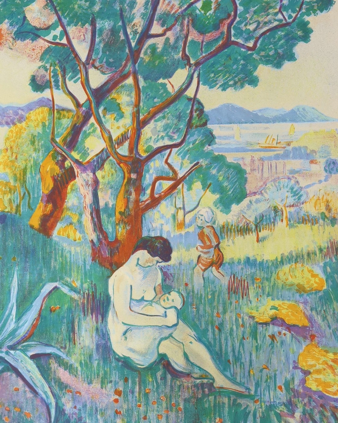 Henri Charles Manguin (1874-1949), colour lithograph, 'Saint-Tropez, view from the villa Demiere', numbered 26/70, 48 x 38.5cm